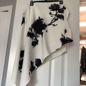 Black and white asymmetrical strapless top